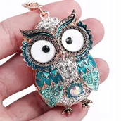 Breloki - Breloczek Brelok do kluczy Sowa Sówka Cyrkonie - miniaturka - grafika 1