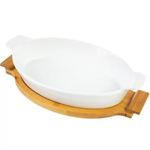 Fl1 NACZYNIE CERAMICZNE MODENO NA PODSTAWIE BAMBUSOWEJ OWALNE 33,5 CM 2PC-NAC-5238/OW33 - Inne naczynia kuchenne - miniaturka - grafika 1