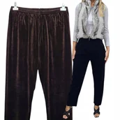 Dresy damskie - czekolada SPODNIE DRESOWE WELUR 50 52 POLSKI PROSTA NOGAWKA BEZUCISKOWE 3xl - miniaturka - grafika 1