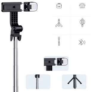 Uchwyt Alogy Bezprzewodowy Selfie Stick Bluetooth składany Tripod Mini statyw do telefonuZ lampką LED - Selfie stick - miniaturka - grafika 3