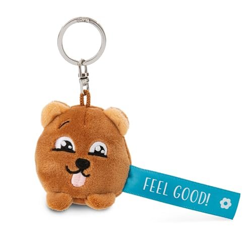 Breloczek „Feel Good!” 5cm - brązowy - Lojalny towarzysz dla wszystkich grup wiekowych z karabińczykiem, idealny do plecaka, torby, smyczy lub kluczy 62036