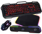 Zestawy myszka + klawiatura - Zestaw Blow klawiatura z podświetleniem LED RED COLD STEEL + mysz + podkładka + głośniki Apala - miniaturka - grafika 1