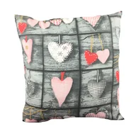 Pościel dla dzieci - Poszewka Bawełniana 40X40 Szara Serca Różowe Obustronna - miniaturka - grafika 1