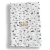 Otulacze - BabyMatex, otulacz muślinowy Muslin Design, 80 cm x 120 cm, biały w autka - miniaturka - grafika 1