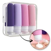 Kosmetyczki, organizery i kuferki - Zestaw silikonowych pojemniczków, buteleczek podróżnych 4w1 90ml KS137WZ1 - miniaturka - grafika 1