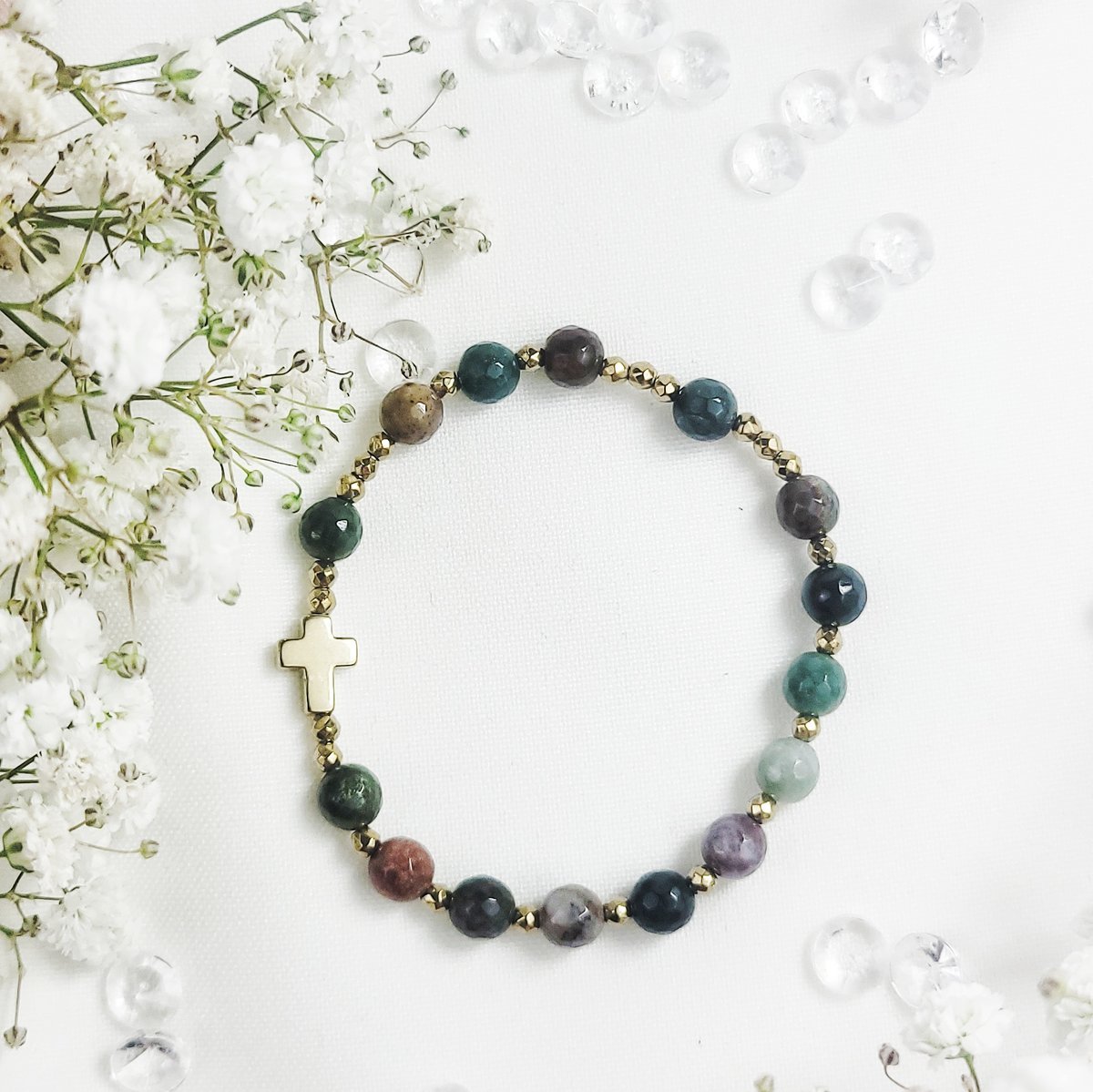 Bransoletka Dziesiątka Różańca Agat indyjski rozmiar M