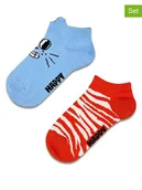 Skarpetki damskie - Happy Socks Skarpety (2 pary) "Cat" w kolorze błękitno-pomarańczowym - miniaturka - grafika 1