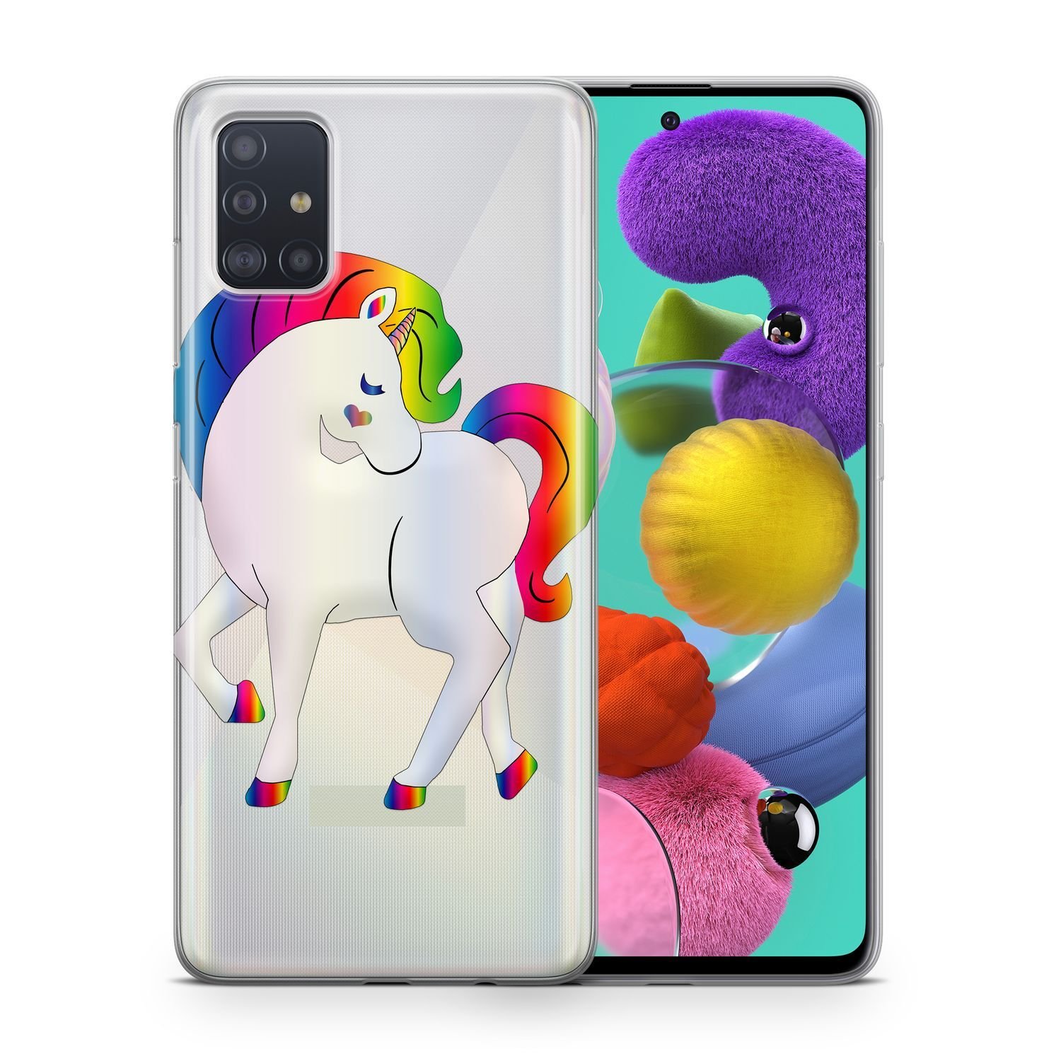 Etui na telefon komórkowy Pokrowiec ochronny na Samsung Galaxy A70 Etui Bumper Cases TPU, Model: Samsung Galaxy A70, Wybierz wzór: Kolorowy jednorożec