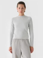 Koszulki sportowe damskie - Damski longsleeve basic 4F 4FWAW24TLONF361 - szary - miniaturka - grafika 1