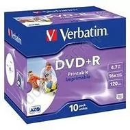 Verbatim DVD-R 4.7 GB x16 10szt Do nadruku - Nośniki danych - miniaturka - grafika 1