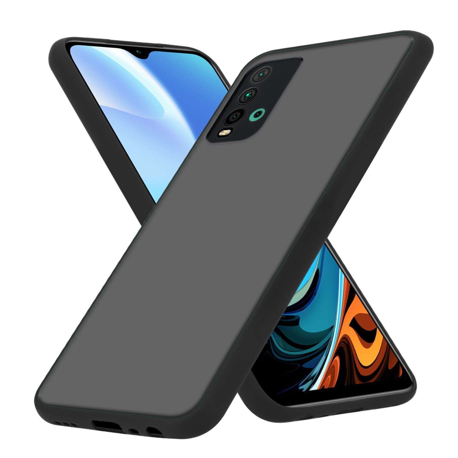 Etui Cadorabo do Xiaomi RedMi 9T w kolorze matowej czerni hybrydowe etui ochronne z silikonem TPU wewnątrz i matową plastikową tylną obudową etui na telefon komórkowy