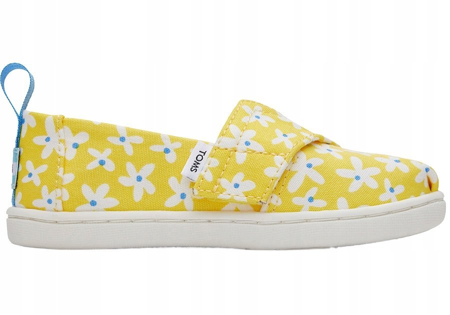 TOMS ŻÓŁTE TRAMPKI DZIECIĘCE W BIAŁE KWIATKI MATERIAŁOWE 34 16CA