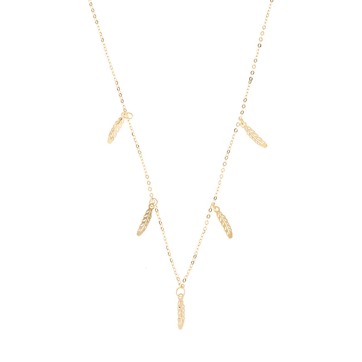 Złoty naszyjnik 585 Piórka celebrytka
