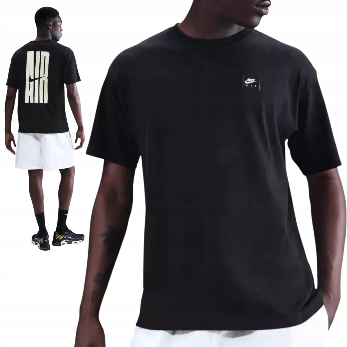 T-shirt męski Nike Sportswear Max90 czarna okrągły dekolt bawełna rozm. XL