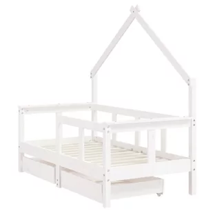 Rama łóżka dziecięcego z szufladami, biała, 70x140 cm, sosnowa Lumarko! - Łóżeczka i kojce - miniaturka - grafika 4