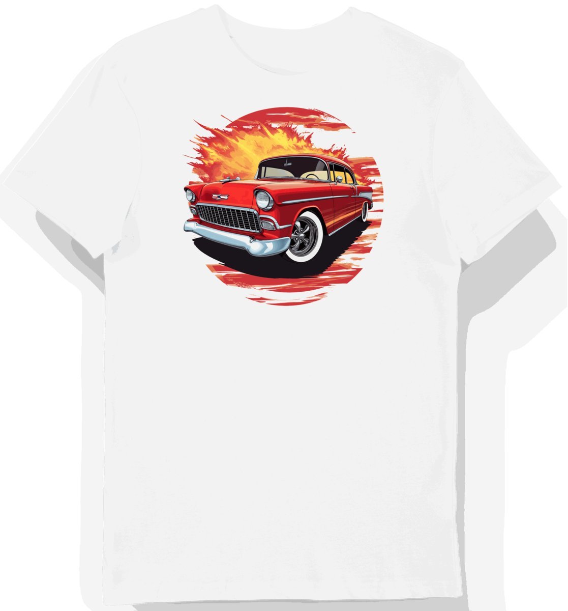 Koszulka męska biała z Klasycznym Samochodem Bel Air XXL