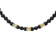 Naszyjniki męskie - Czarne koraliki lawy wulkanicznej naszyjnik dla modnego mężczyzny - Manoki - miniaturka - grafika 1