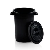 Kosze na śmieci - Plastikowy pojemnik z pokrywką, 100 l, regranulat, czarny - miniaturka - grafika 1