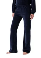 Spodnie damskie - Emporio Armani Damskie spodnie dresowe Bell Fit Ribbed Welur, morski, L - miniaturka - grafika 1