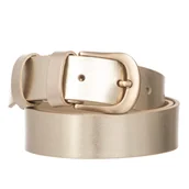 Paski - Klasyczny Pasek Damski VerMari Skórzany Złoty Mat 3 cm - miniaturka - grafika 1