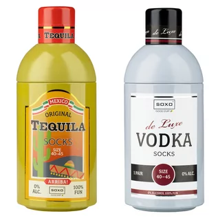 Skarpetki męskie - Zestaw 2x Skarpetki męskie kolorowe SOXO GOOD STUFF Tequila i wódka w butelce śmieszne bawełniane - grafika 1