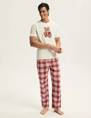 Piżamy damskie - Piżama męska CHRISMIS czerwony, kremowy S - miniaturka - grafika 1