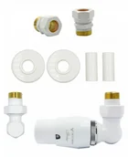 Zawory i kraniki - Zawór termostatyczny trójosiowy Master biały mat prawy Cu All in One - miniaturka - grafika 1