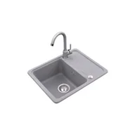 Zlewozmywaki z baterią - Zlewozmywak granitowy 1-komorowy z ociekaczem LEMON z baterią piasek - miniaturka - grafika 1