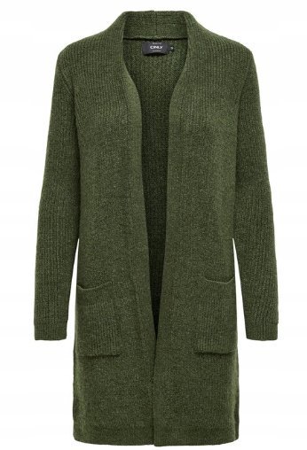 ONLY SWETER KARDIGAN DAMSKI ZIELONY PROSTY Z DŁUGIM RĘKAWEM L 1JYA