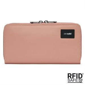 Portfel damski duży RFID Pacsafe - różowy - Portfele - miniaturka - grafika 1