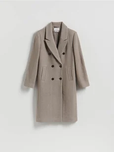 Reserved - Dwurzędowy płaszcz z wełną - brązowy - Moda i Uroda OUTLET - miniaturka - grafika 1