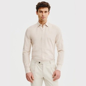 Beżowa bawełniana koszula męska Slim Fit Pako Lorente roz. XXL