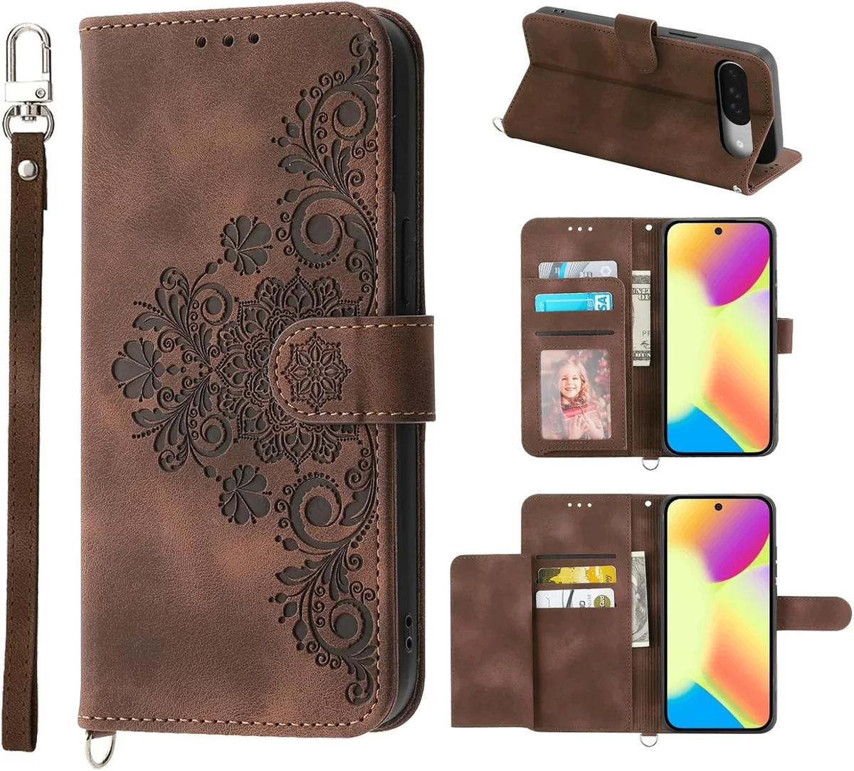 ETUI TELEFON BRĄZOWE ZAMYKANE PORTFELOWE SKÓRZANE FLIP POKROWIEC