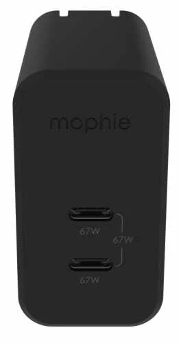 Mophie Gan Charger Dual - ładowarka sieciowa z podwójnym wejściem USB-C 67W biała