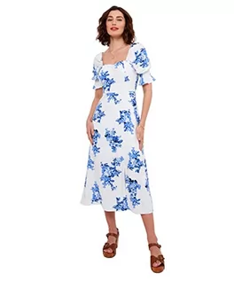 Sukienki - Joe Browns Damska klasyczna lniana sukienka midi w kwiaty, wielokolorowa, 14, multi, 40 - grafika 1