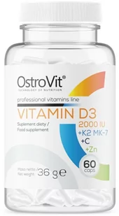 Ostrovit Vitamin D3 2000 IU + K2 Mk-7 + C + Zn 60caps - Witaminy i minerały dla sportowców - miniaturka - grafika 2