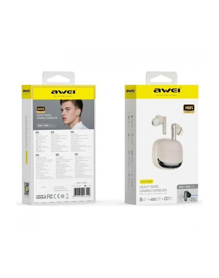 awei TA19 ANC TWS Bluetooth 6.0 beżowe AWE000317