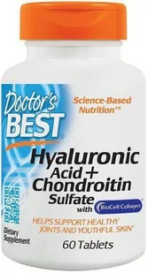Doctor's Best Hyaluronic Acid + Chondroitin Sulfate with BioCell Collagen (60 tabl.) - Stawy, mięśnie, kości - miniaturka - grafika 1
