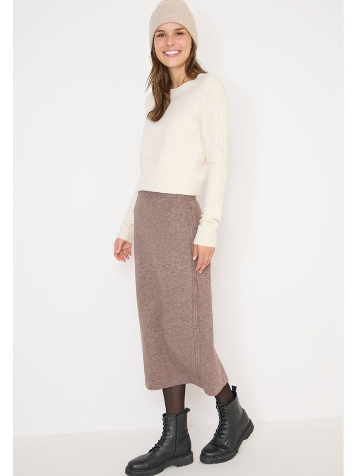 Cecil Spódnica dzianinowa w kolorze beżowym