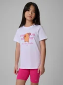 Koszulki dla dziewczynek - 4F T-shirt regular z nadrukiem dziewczęcy - biały 164 (13-14 lat) - miniaturka - grafika 1