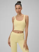 Bielizna sportowa damska - 4F Biustonosz do jogi z niskim wsparciem damski - żółty XS - miniaturka - grafika 1