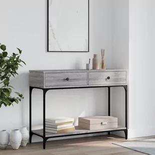 Stolik konsolowy, szary dąb sonoma, 100x34,5x75 cm Lumarko! - Konsole i sekretarzyki - miniaturka - grafika 1
