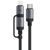 Kable USB - Kabel przewód USB-C - USB-C / Lightning 60W 480Mb/s 3A 1.2m - czarny ACEFAST - miniaturka - grafika 1