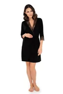 Szlafroki damskie - Szlafrok Allison Czarny - miniaturka - grafika 1