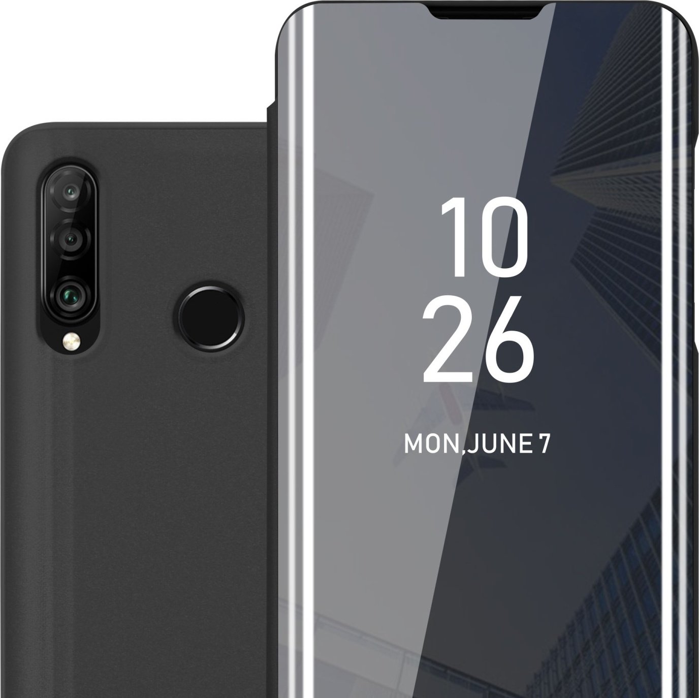 Etui na telefon komórkowy Cadorabo do Huawei P30 LITE w kolorze czarnym pokrywa tylna okładka ochronna okładka książeczka etui książeczka