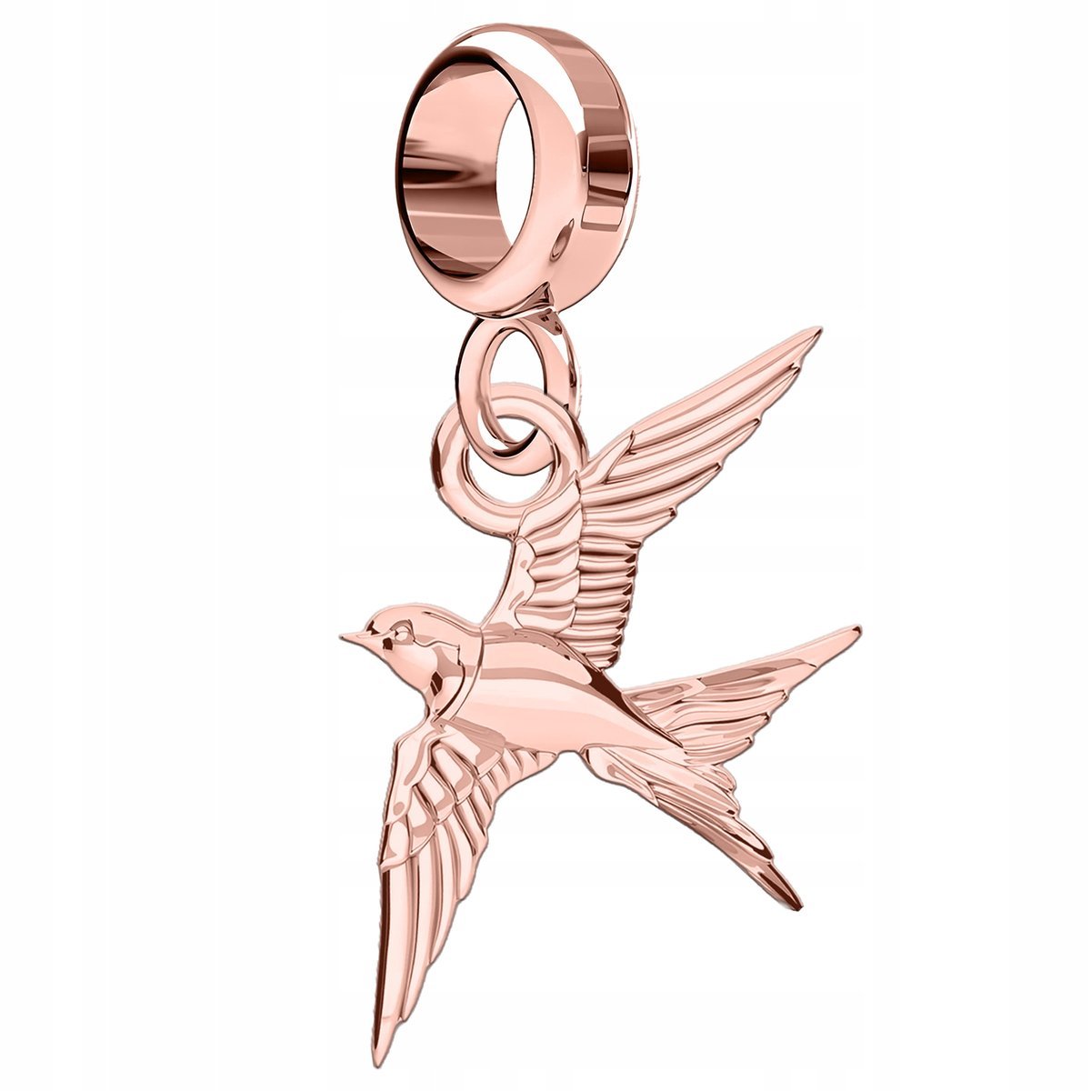 Charms Pozłacany z Ptaszkiem Jaskółką Zwierzę Ptak Jaskółeczka SREBRO 925