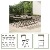 Fotele i krzesła ogrodowe - The Living Store Składane krzesła bistro - 8 szt. - szare - polirattan i stal - Krzesło - miniaturka - grafika 1