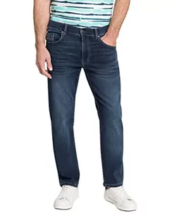 Spodnie męskie - Pioneer Spodnie męskie z 5 kieszeniami, stretchowe dżinsy, niebieskie/czarne, Used Mustache, 38 W / 38 l, Blue/Black Used Mustache, 38W / 38L - grafika 1