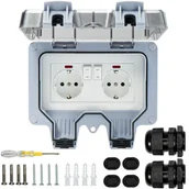 Gniazdka elektryczne - BESTEN BE-2879 Gniazdko ogrodowe podwójne z przełącznikami - miniaturka - grafika 1