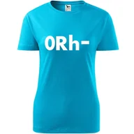 Koszulki i topy damskie - Damska Koszulka z Nadrukiem grupa krwi 0 rh- Honorowy Dawca Krwi Prezent turkusowy M - miniaturka - grafika 1